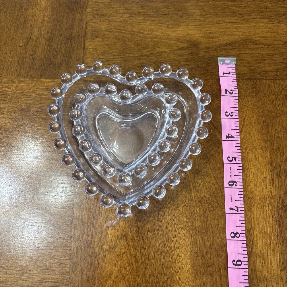 Vintage Imperial Candlewick Heart‎ Shaped Set of 2 Nesting Dishes